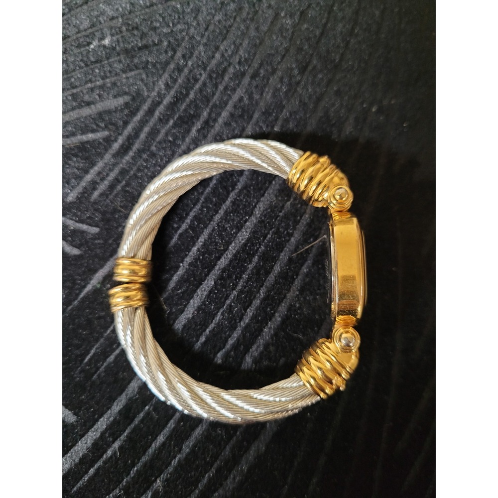 Joan Rivers Classics 2Tone Cable Cuff Vintage Bangle Watch Gold Silver Quartz - Picture 4 of 6